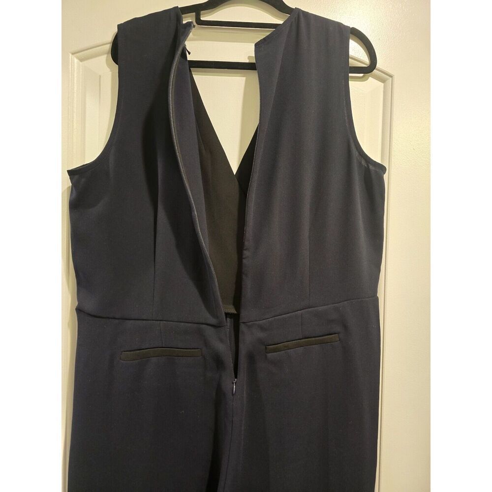 Madewell Tuxedo Jumpsuit Ankle‎ Pants Women's 14 Black Blue Pockets EUC - Picture 10 of 14